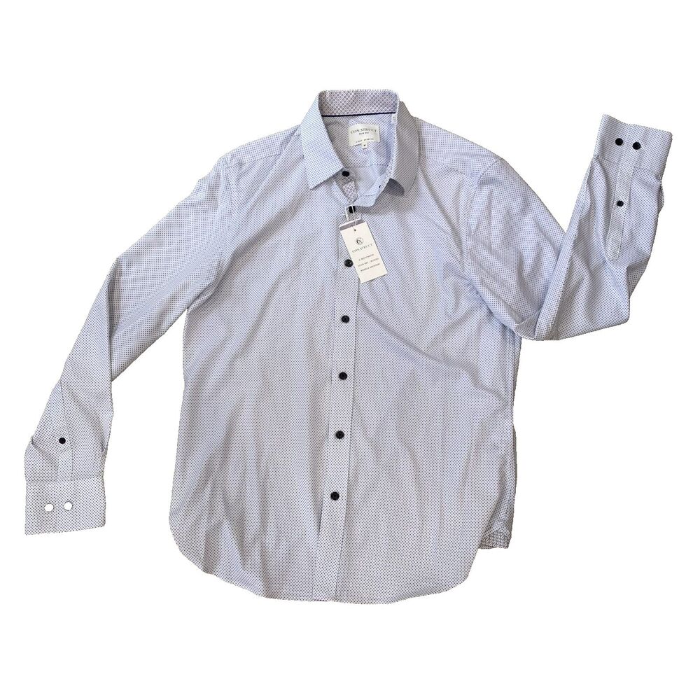NEW! Con.Struct Shirt Mens Medium Button Up 4 Way Stretch Performance Wicking